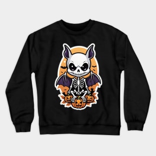 Halloween Skeleton Bat Crewneck Sweatshirt